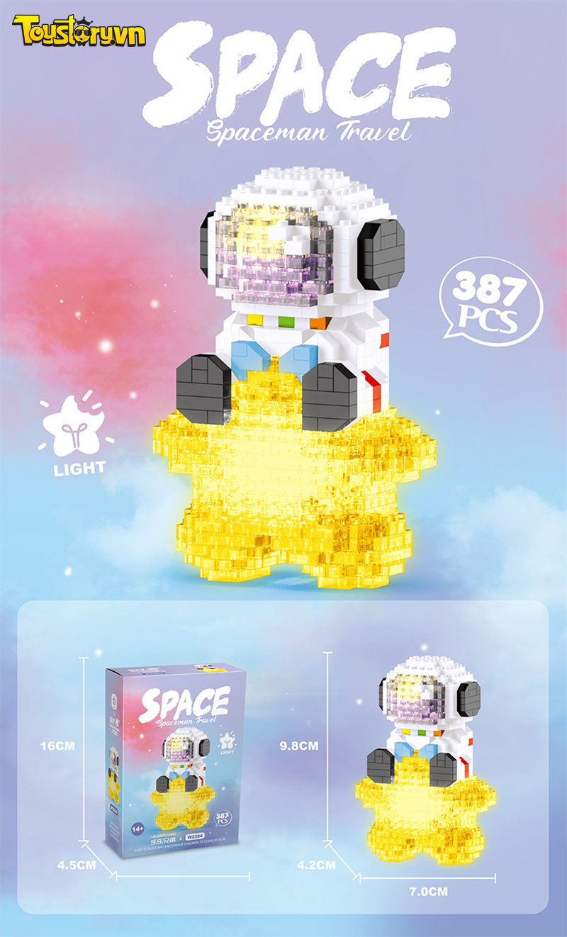 Mô hình lắp ráp Non-Lego Mini Phi Hành gia phát sáng LEGOW2204