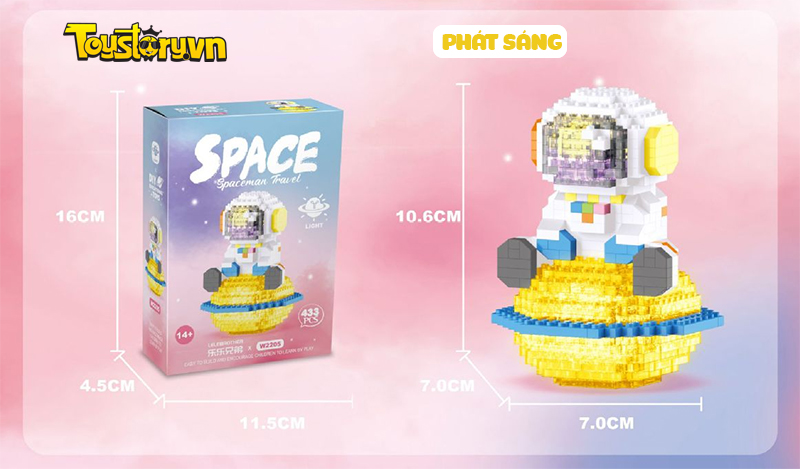 Mô hình lắp ráp Non-Lego Mini Phi Hành gia phát sáng LEGOW2205