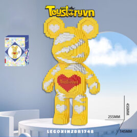Lego Gấu BearBrick 45cm 3D màu Vàng Trái Tim Có Đèn LED Full Box Size Lớn LEGOXINZBR1748