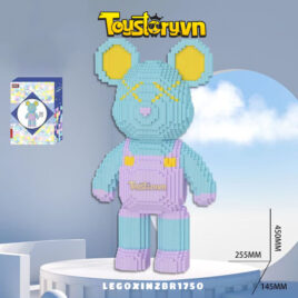 Lego Gấu BearBrick 45cm Gấu Xanh mặc áo yếm màu tím Full Box Size Lớn Tặng kèm Búa LEGOXINZBR1750