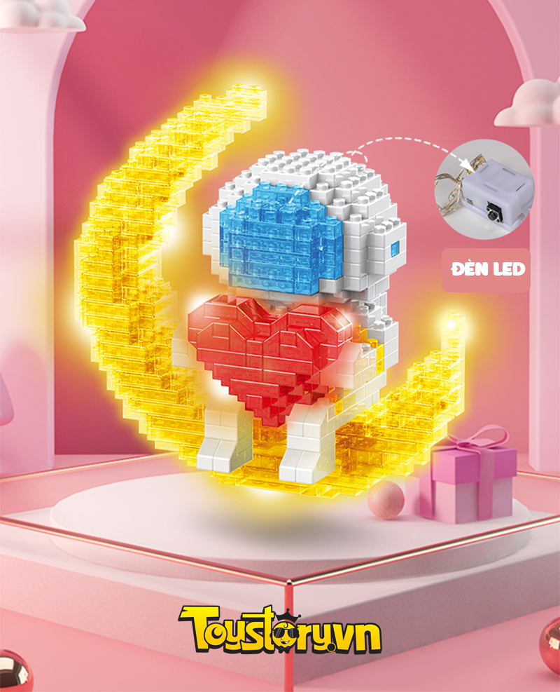 Mô hình lắp ráp Lego Mini Phi Hành gia có đèn LED phát sáng ôm trái tim LEGOW2203
