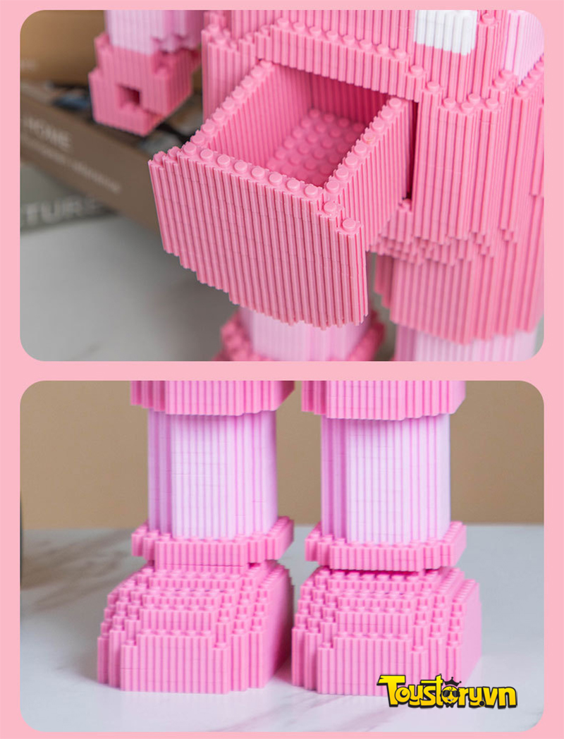 Lego Gấu Bearbrick 55cm Gấu màu Hồng Size lớn Có Ngăn Kéo LEGOHAIBR59001