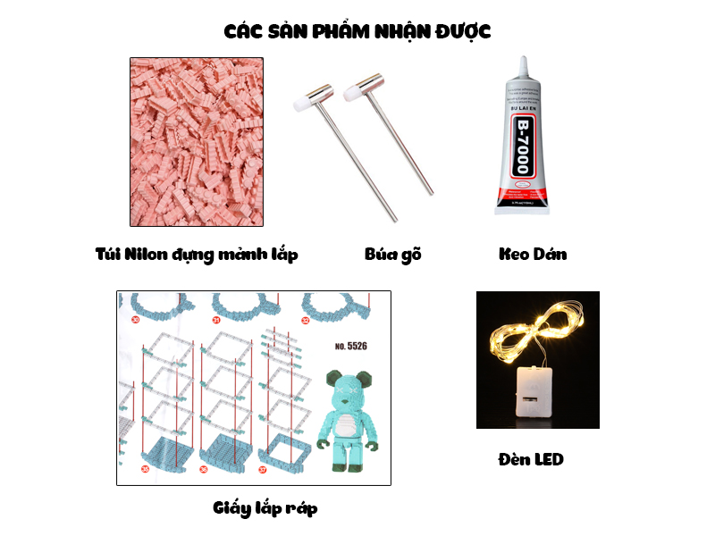 các sản phẩm nhận được khi mua lego bearbrick